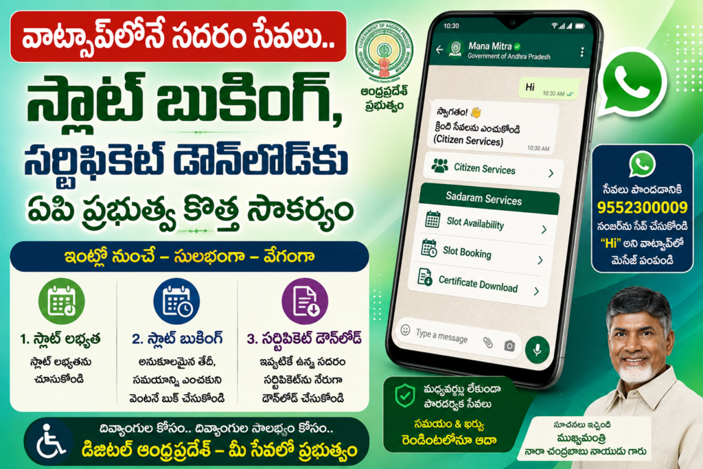 వాట్సాప్‌లోనే సదరం సేవలు.. స్లాట్ బుకింగ్, సర్టిఫికెట్ డౌన్‌లోడ్‌కు ఏపీ ప్రభుత్వ కొత్త సౌకర్యం