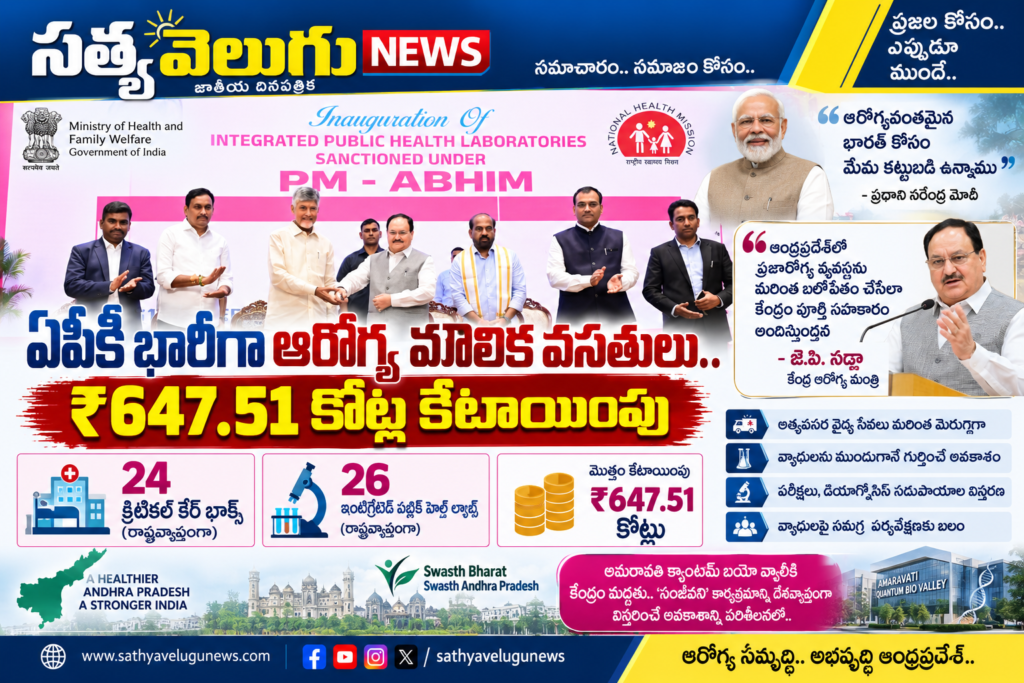ఏపీకి భారీగా ఆరోగ్య మౌలిక వసతులు.. ₹647.51 కోట్ల కేటాయింపు
