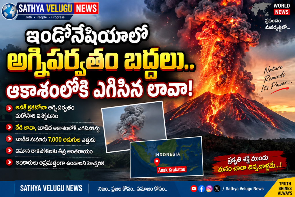 ఇండోనేషియాలో అగ్నిపర్వతం బద్దలు.. ఆకాశంలోకి ఎగిసిన లావా