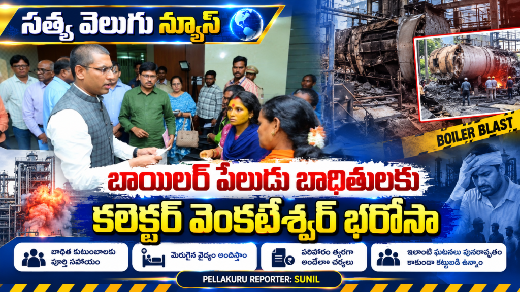బాయిలర్ పేలుడు బాధితులకు కలెక్టర్ వెంకటేశ్వర్ భరోసా